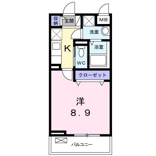 フローラ(1K/2階)の間取り写真