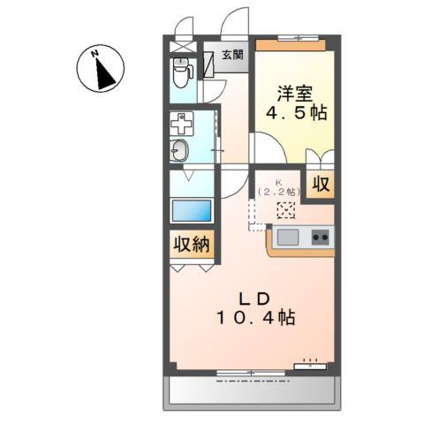 グランディール サクラ 1号館(1LDK/1階)の間取り写真