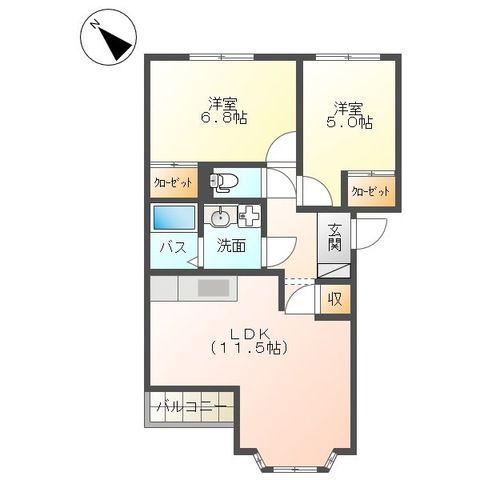 プランドール(2LDK/1階)の間取り写真