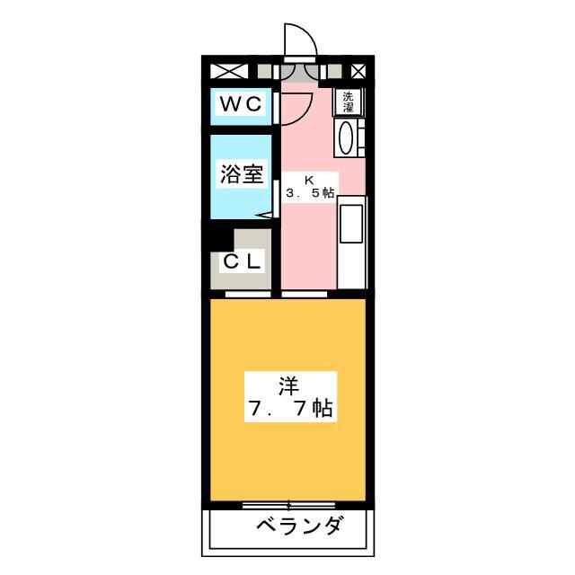 クラージュ湘南(1K/2階)の間取り写真
