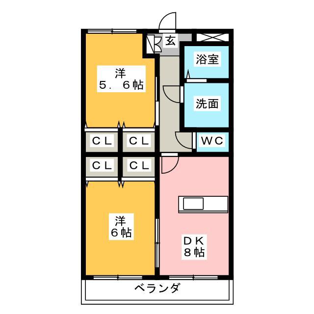 プレステージ ジン(2DK/2階)の間取り写真