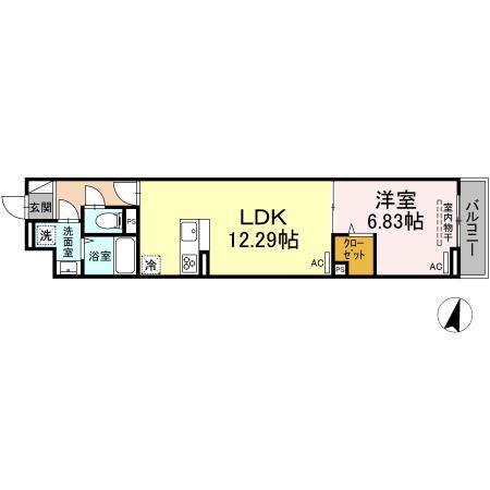 セレスティア高松(1LDK/3階)の間取り写真