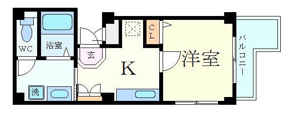 ブロスコート六甲II(1K/7階)の間取り写真