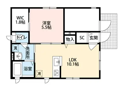 ラ・シエル(1LDK/1階)の間取り写真