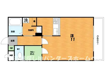 グランシャリオ長尾II(ワンルーム/4階)の間取り写真