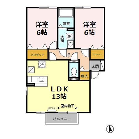 グレイスコート II(2LDK/1階)の間取り写真