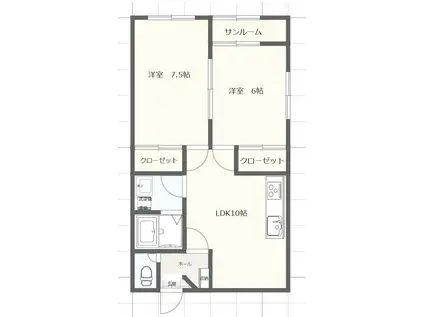 上越新幹線 長岡駅 徒歩25分 2階建 築26年(2LDK/2階)の間取り写真