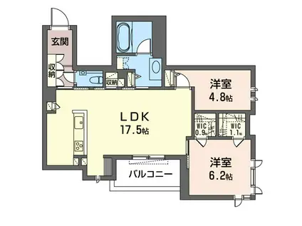 WA・RAU(2LDK/3階)の間取り写真