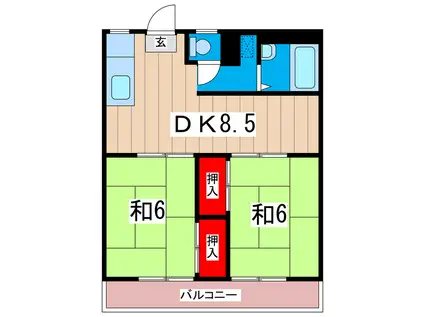 コーポヤマタ(2DK/2階)の間取り写真