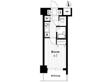 ガリシア早稲田(1K/9階)の間取り写真