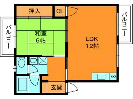 杉の子マンション(1LDK/4階)の間取り写真