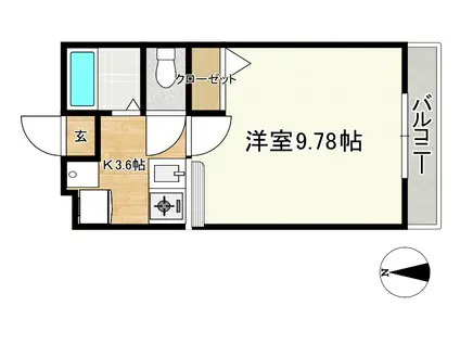 仙台北学園川平(1K/1階)の間取り写真