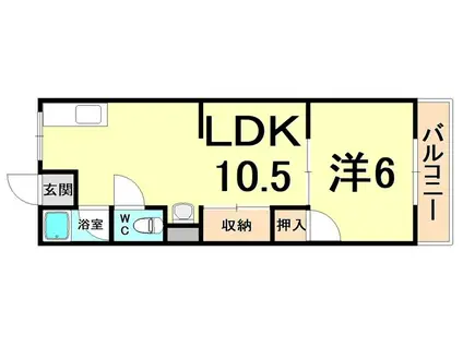 Kハイツ立花北(1LDK/3階)の間取り写真