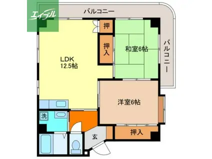 ハーモニーS(2LDK/3階)の間取り写真