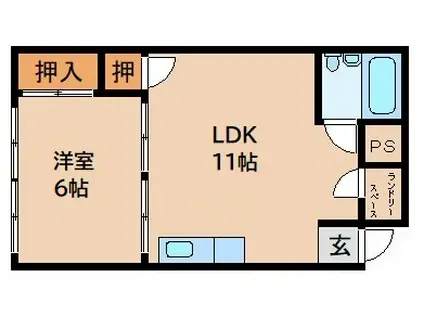 玉井ビル(1LDK/4階)の間取り写真