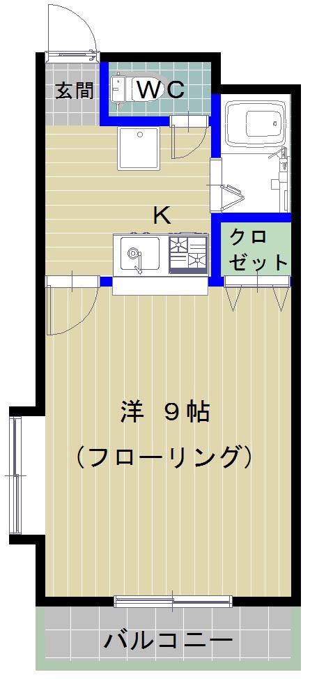 メルシーI(1K/3階)の間取り写真