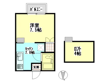 メゾンド・ミヤ(1K/2階)の間取り写真