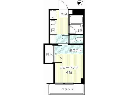 スカイコート(1K/3階)の間取り写真