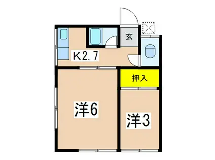 野口荘(2K/1階)の間取り写真