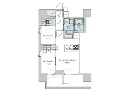 BRILLIA IST大井町(2LDK/12階)の間取り写真