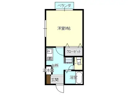 ロッジングとき(1K/2階)の間取り写真