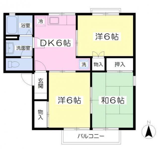 アトリエ参番館(3DK/2階)の間取り写真
