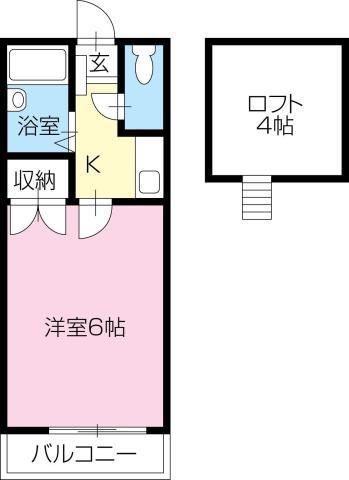 ロフトハウス城南(1K/2階)の間取り写真