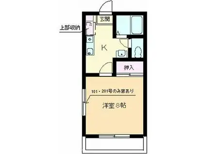 アーバンロッヂK(1K/2階)の間取り写真