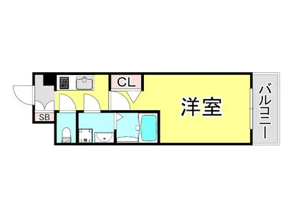 レジデンス神戸BIVIO(1K/9階)の間取り写真