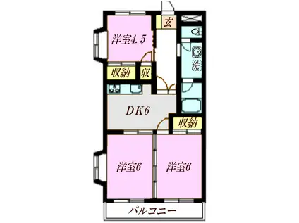 コーポ第三糀屋(3DK/3階)の間取り写真