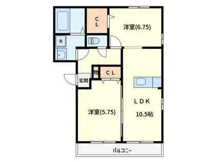 エスポワール沼影(2LDK/1階)の間取り写真