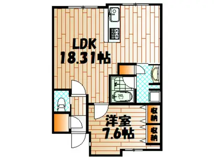 アクアサージュ大手町(1LDK/3階)の間取り写真