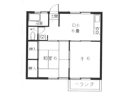 サンハイツ平田(2DK/1階)の間取り写真