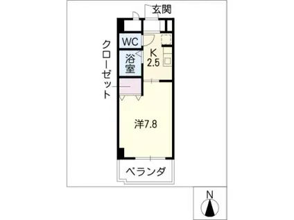 びぃ6植田(1K/4階)の間取り写真