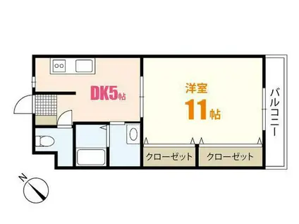 シャトームジカ(1DK/6階)の間取り写真