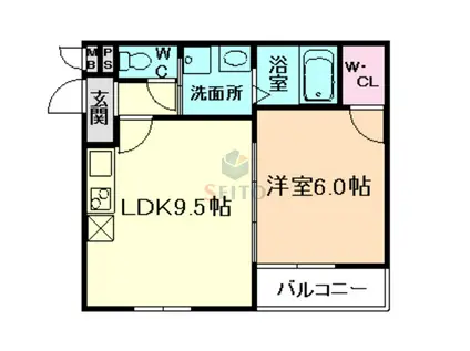 フジパレス新高(1LDK/3階)の間取り写真