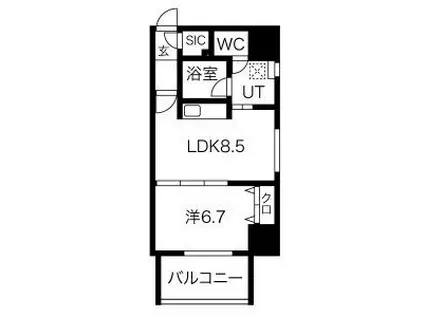 さくらHILLS NISHIKI PLATINUM RESIDENCE(1LDK/8階)の間取り写真