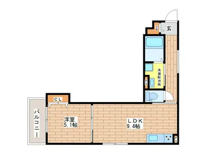 クリエオーレ巽北(1LDK/3階)の間取り写真