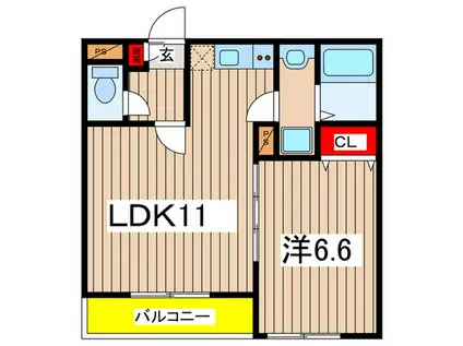 ジーメゾン千葉イースト(1LDK/1階)の間取り写真