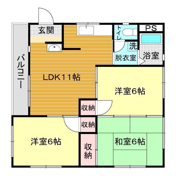 サンビレッジ川中(3LDK/2階)の間取り写真