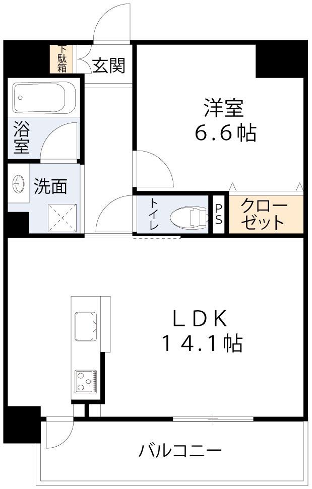 ES-GRANDE UMEDAKITA(1LDK/3階)の間取り写真