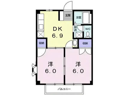 ベルメゾンBB2(2DK/1階)の間取り写真