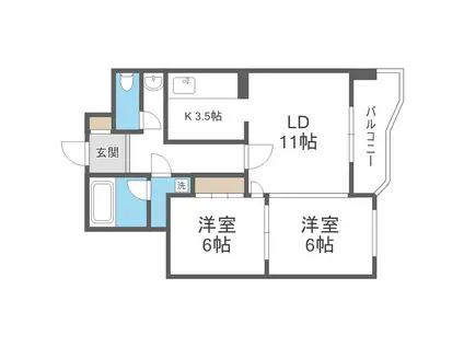 メゾンドブーケパーク(2LDK/9階)の間取り写真