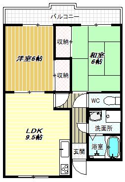 ルネ・アルマーニ(2LDK/1階)の間取り写真