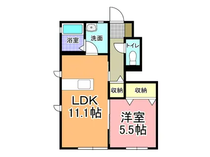 オークス(1LDK/1階)の間取り写真
