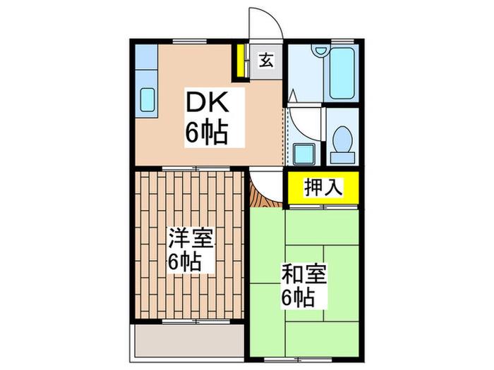 ドミール杉田(2DK/1階)の間取り写真