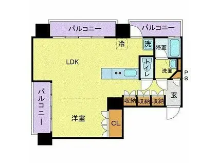 フロリス オーランティウム3(1LDK/8階)の間取り写真