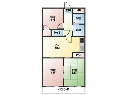 フラワー松本III(3DK/4階)の間取り写真