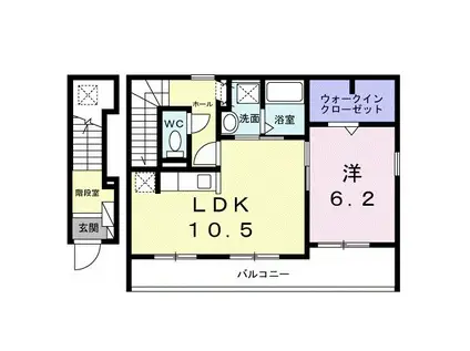 ヒカルサ唐津鬼塚II(1LDK/2階)の間取り写真