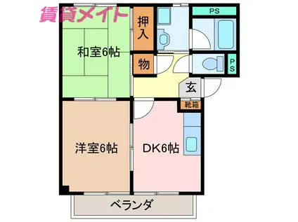 ELAN BITAL(2DK/2階)の間取り写真